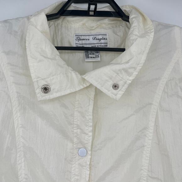 Vintage Spencer Douglas Nylon Jacket Womens Sz 16 Crinkle Snap Front 90s Minimal - Picture 3 of 10